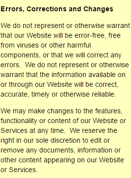 Errors, Corrections and Changes