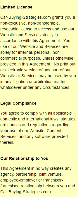 Limited License, Legal Compliance and Our Relationship to You