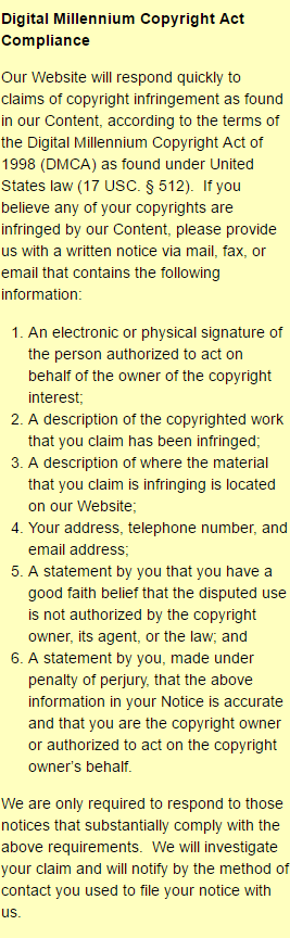 Digital Millennium Copyright Act Compliance