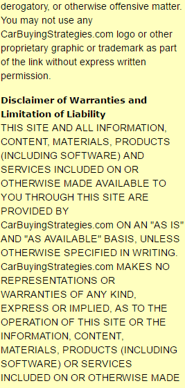 Terms of Service - Limitation of Liability and Disclaimer of Warranties